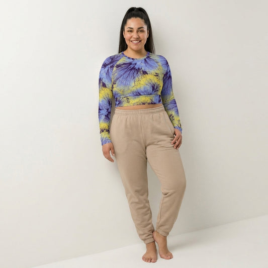 Deltini Blue Purple Wing Viola Long Sleeve Crop Top