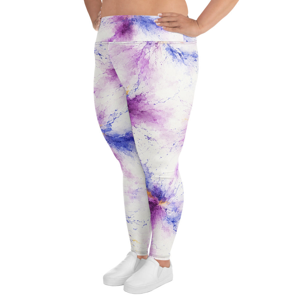 Leggings in the Sorbet Pink Halo print, studio product shot, left side view.