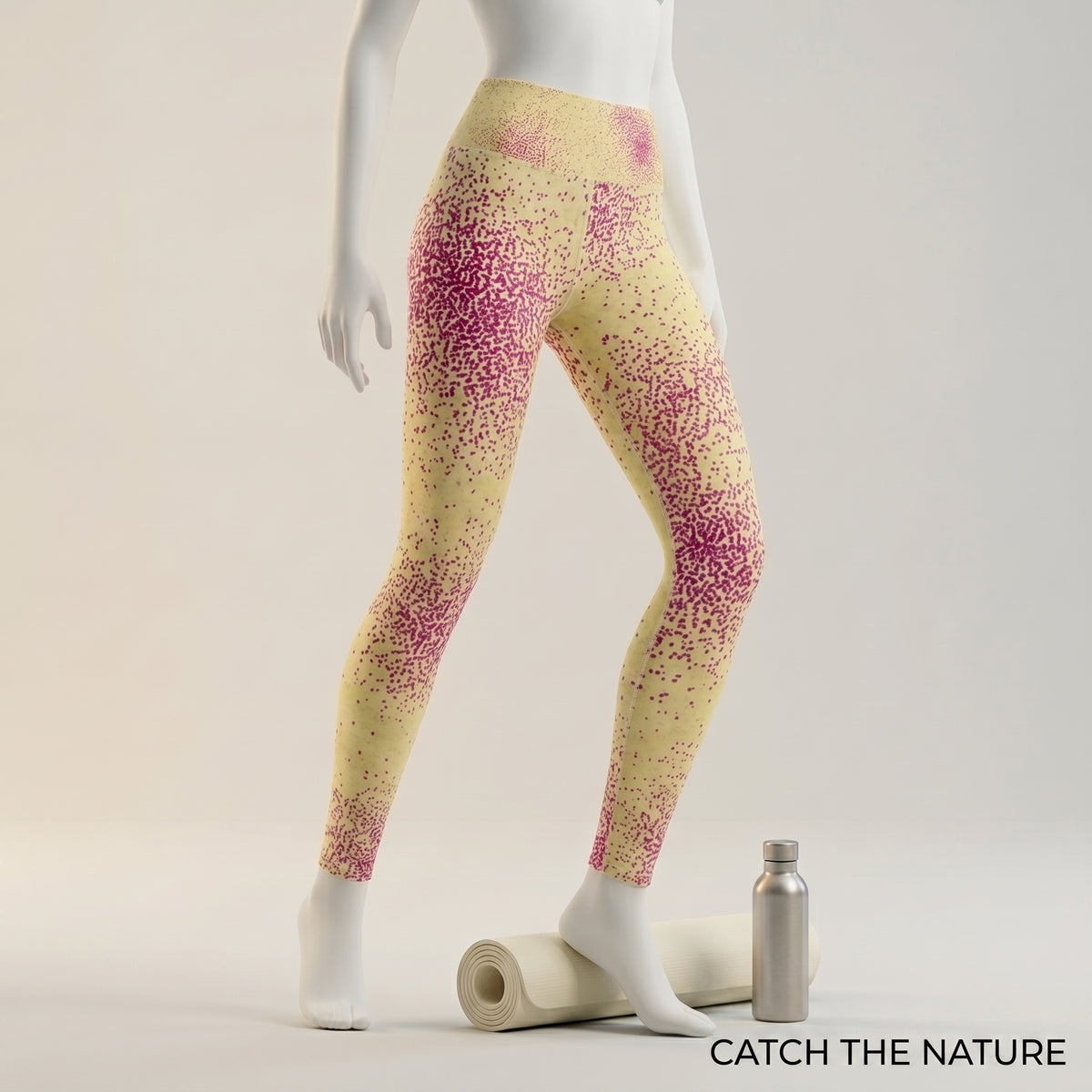 Leggings in the Dust Bunny Orchid (deep burgundy) print, studio product shot (view 8).