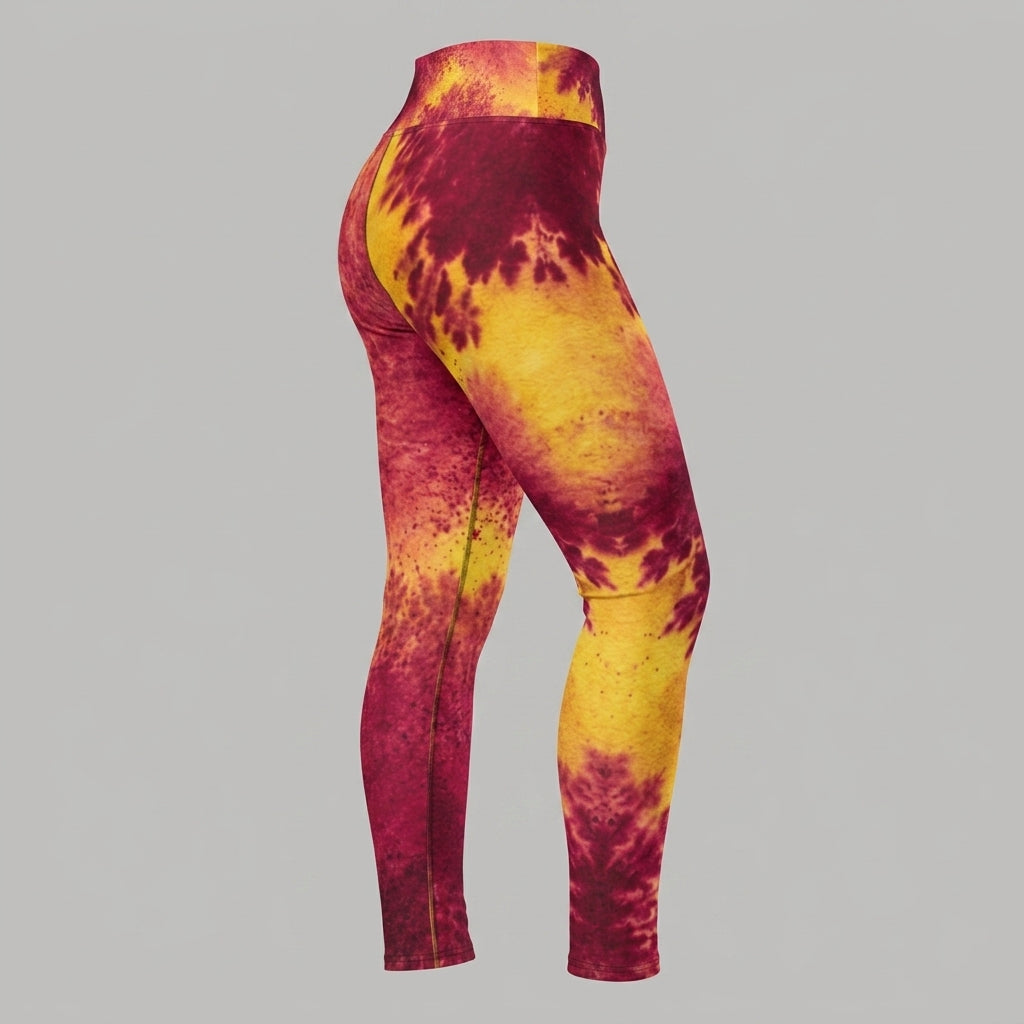 Leggings in the Xen Phoenix Orchid print, studio product shot (view 4).