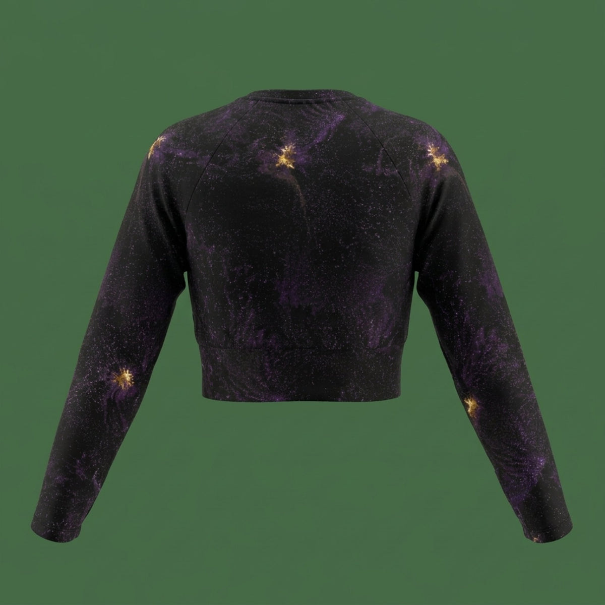Sorbet Black Delight Viola Long Sleeve Crop Top – abstract print from the real flower, image 6