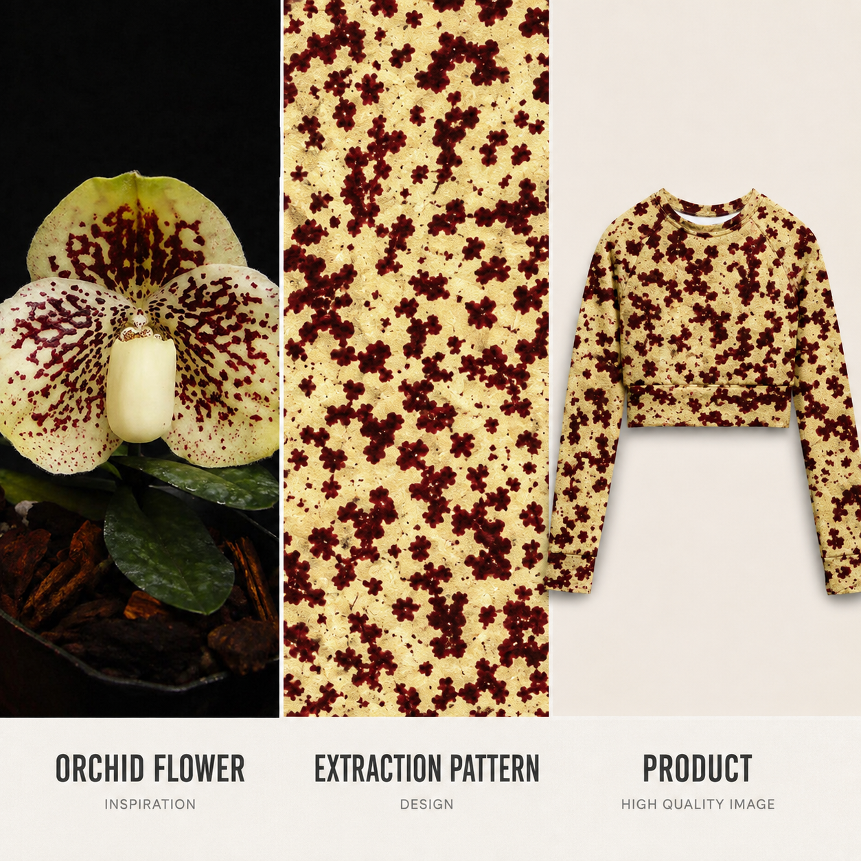 Godefroyae Orchid Long Sleeve Crop Top - lifestyle photo