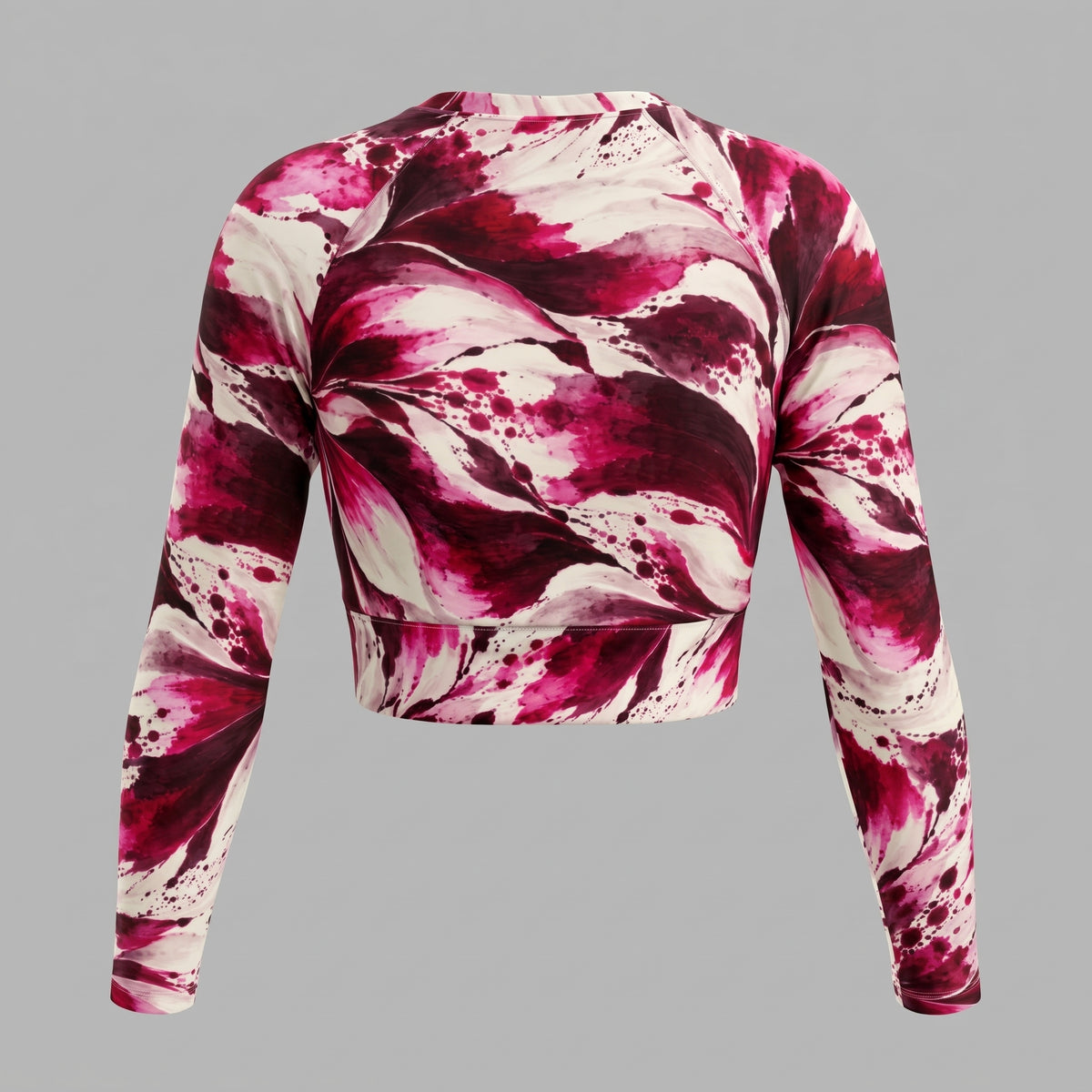 Tartan Dahlia print long-sleeve crop top, back product mockup