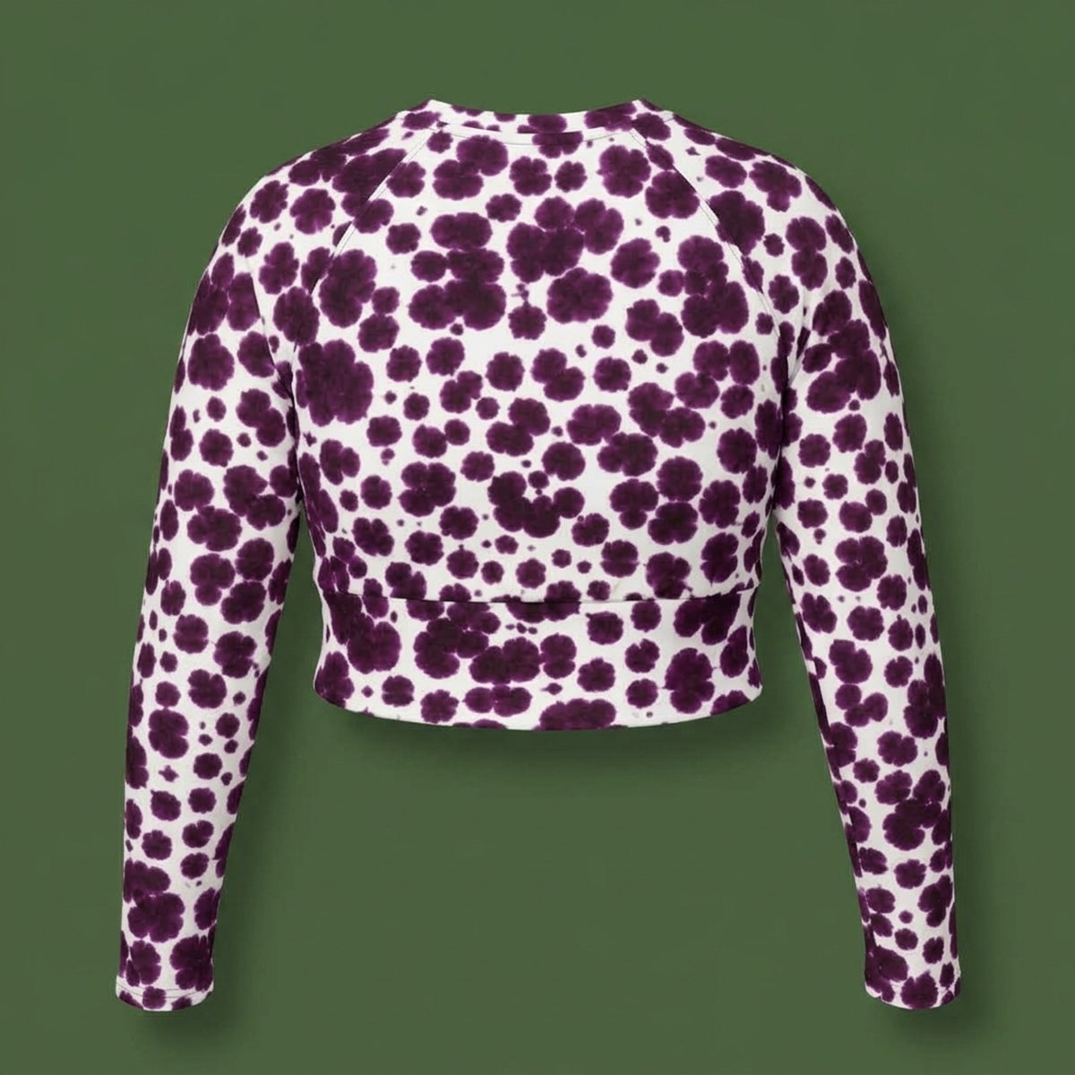 Lioulin Wild Cat Orchid Long Sleeve Crop Top – abstract print from the real flower, image 7