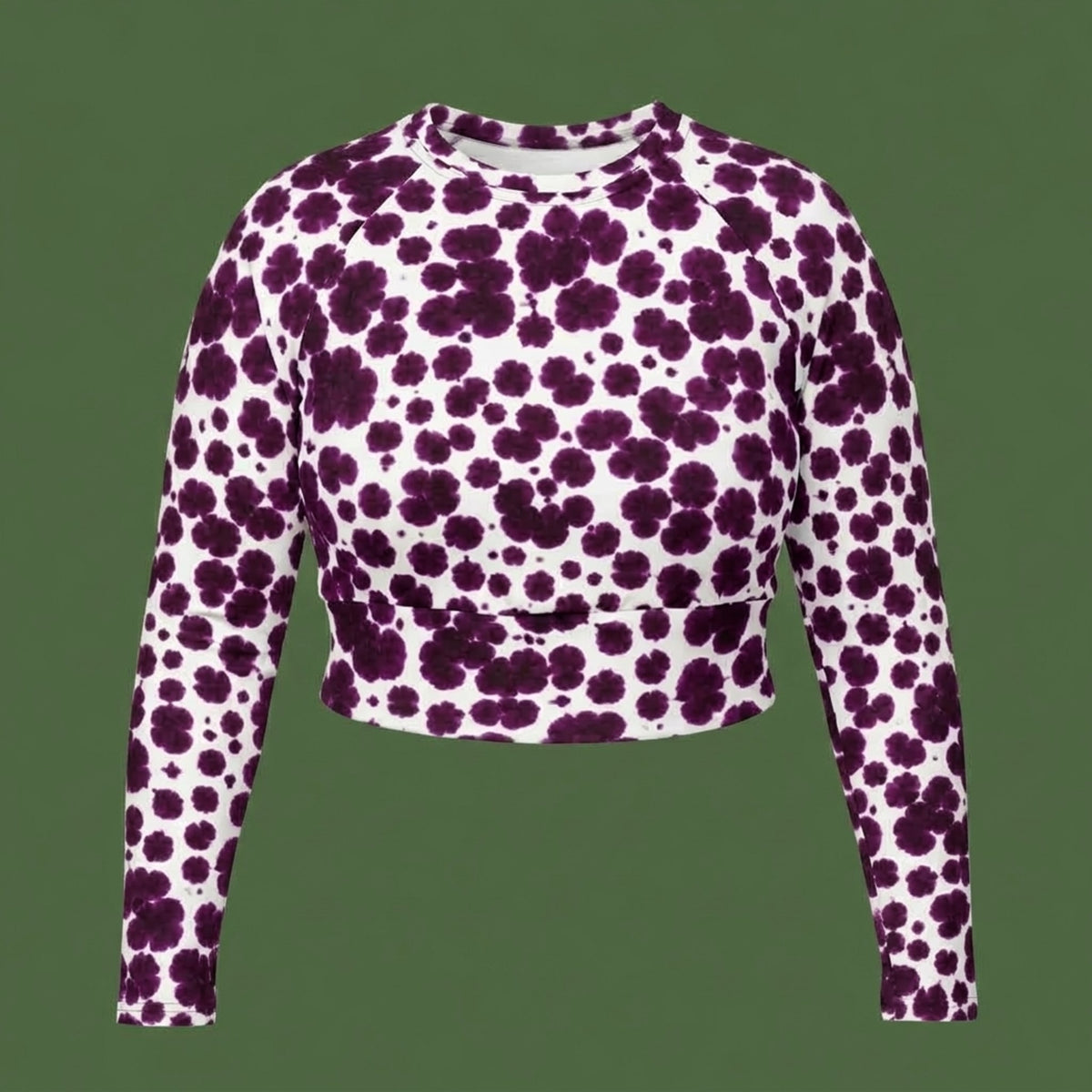 Lioulin Wild Cat Orchid Long Sleeve Crop Top – abstract print from the real flower, image 8