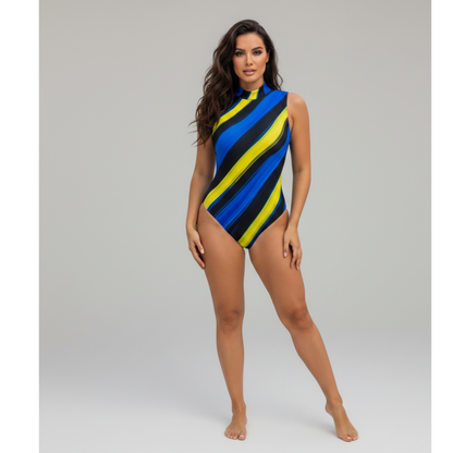 The Royal Angelfish — High-Neck One-Piece Swimsuit
