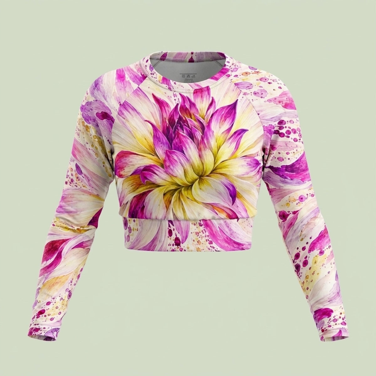 Bold Accent Dahlia Long Sleeve Crop Top print close-up render