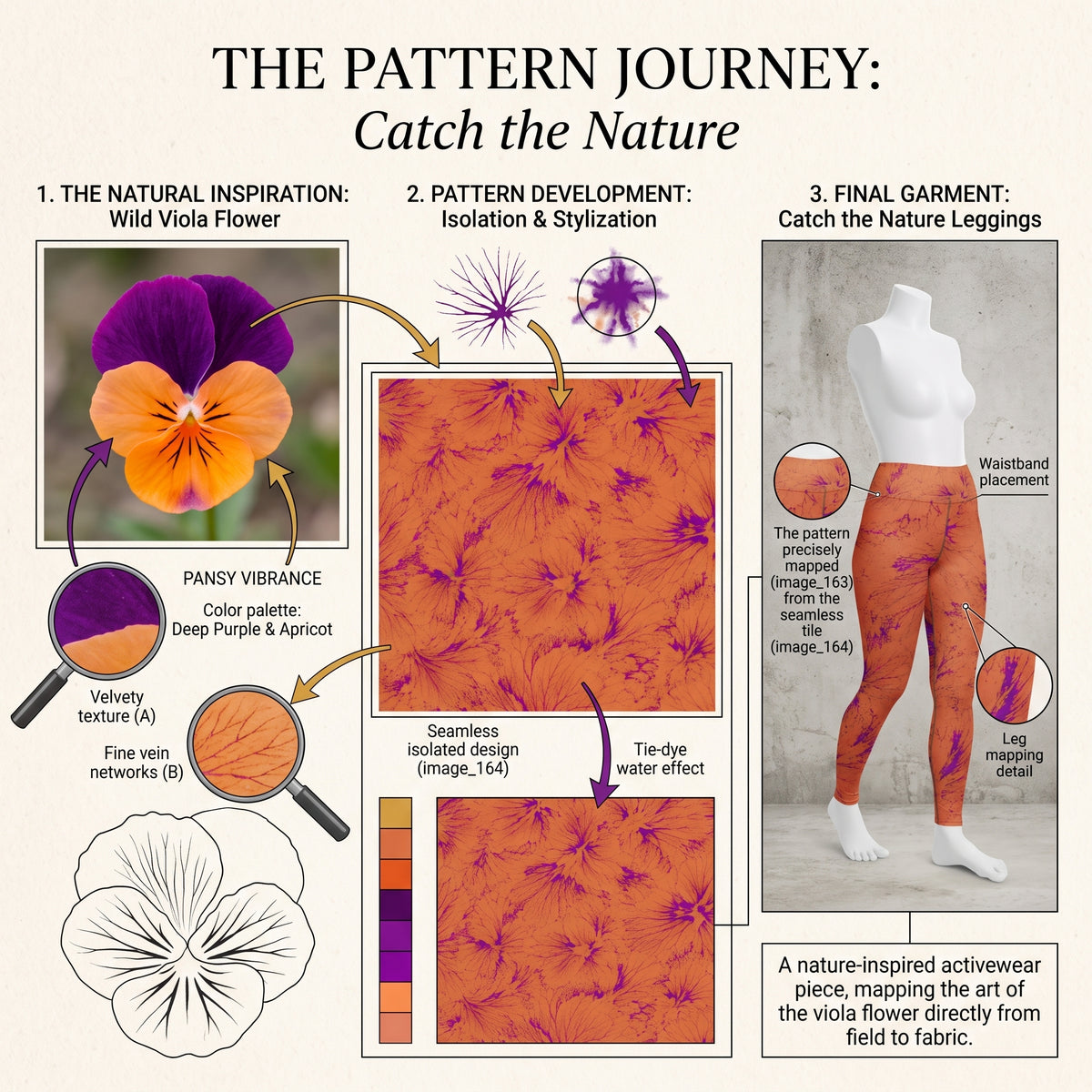 Admire Orange Purple Wing Viola Leggings