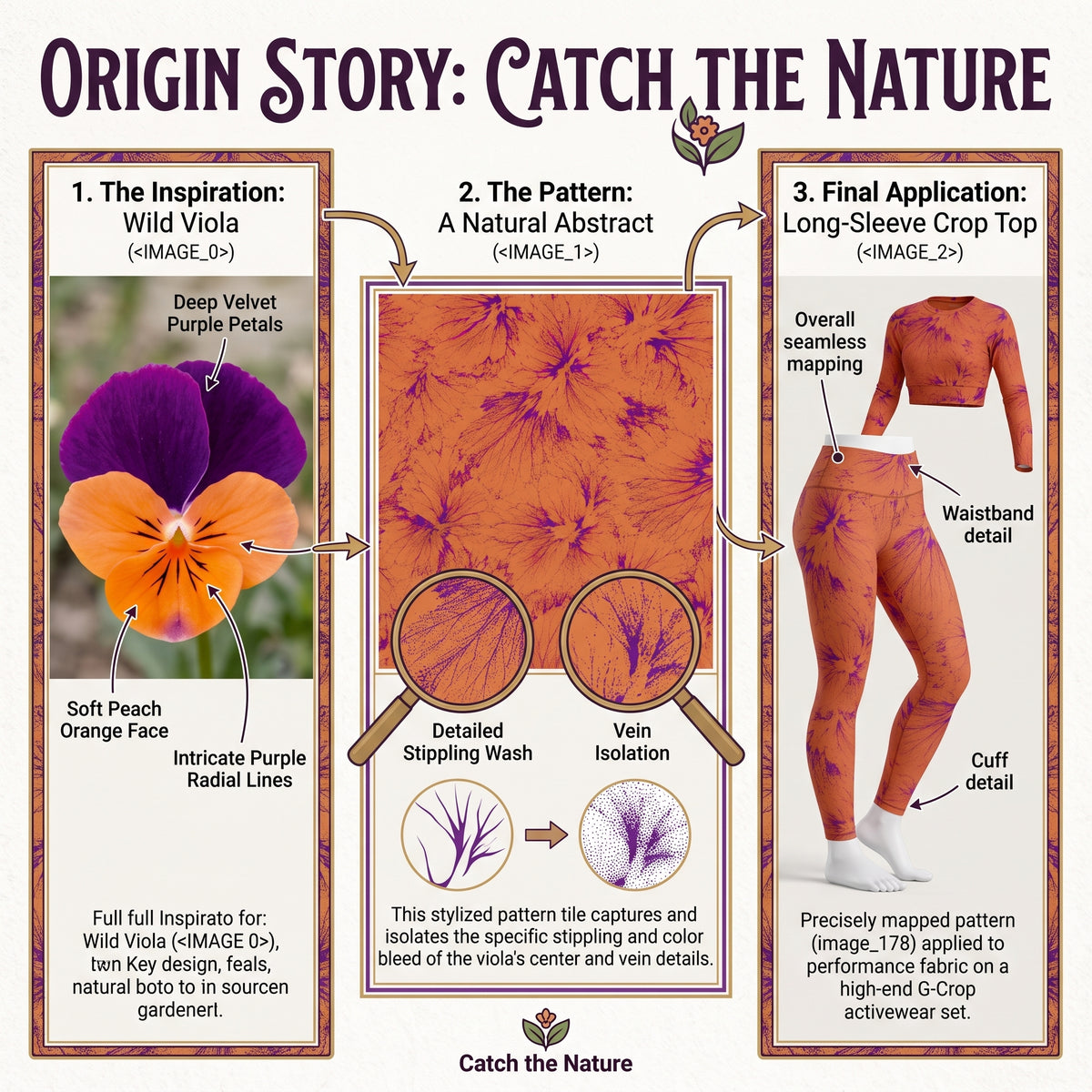 Admire Orange Purple Wing Viola Long Sleeve Crop Top