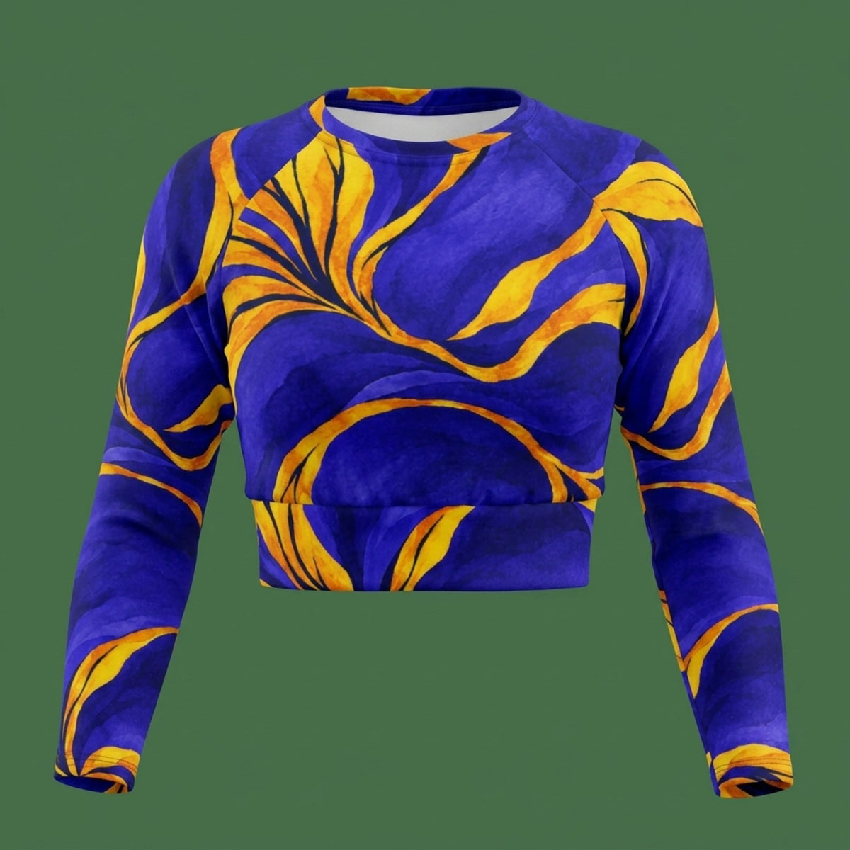 Sorbet Morpho Viola Long Sleeve Crop Top – abstract print from the real flower, image 7