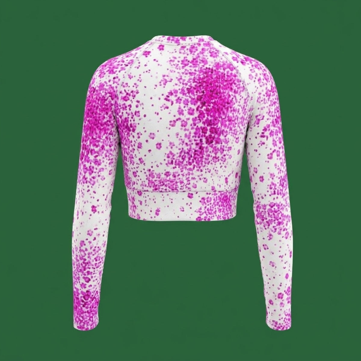 Pale Face Clown Orchid Long Sleeve Crop Top – abstract print from the real flower, image 9