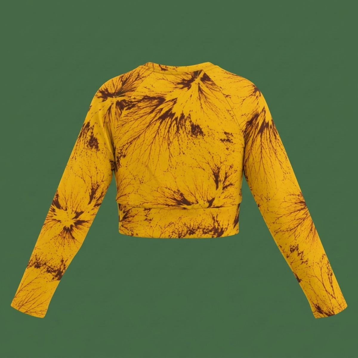 Sorbet Honeybee Viola Long Sleeve Crop Top – abstract print from the real flower, image 7
