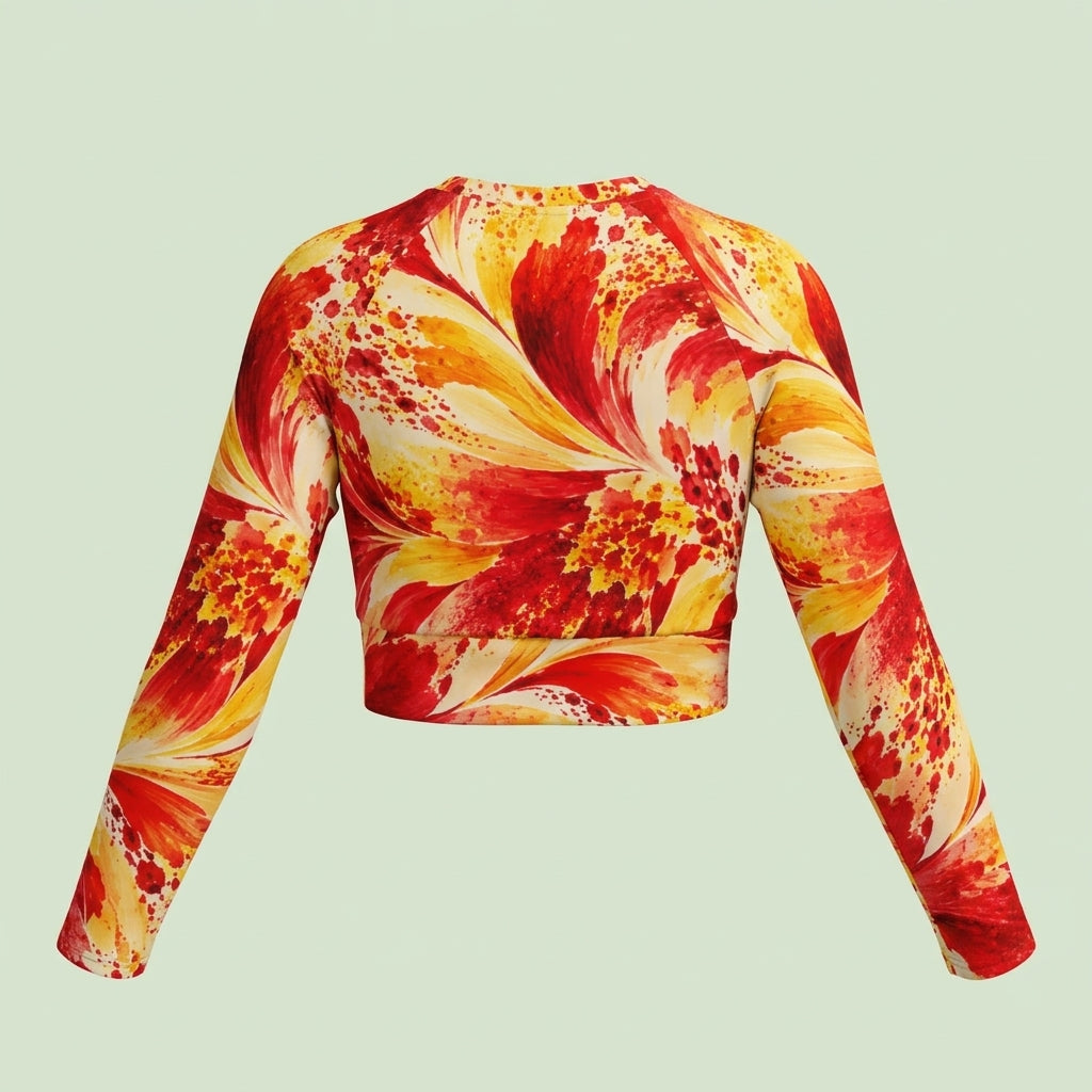 Octopus Sparkle Dahlia Long Sleeve Crop Top