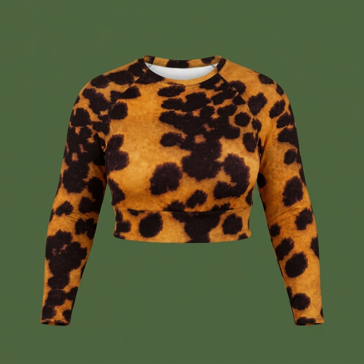 Tiger Orchid Long Sleeve Crop Top – abstract print from the real flower, image 7