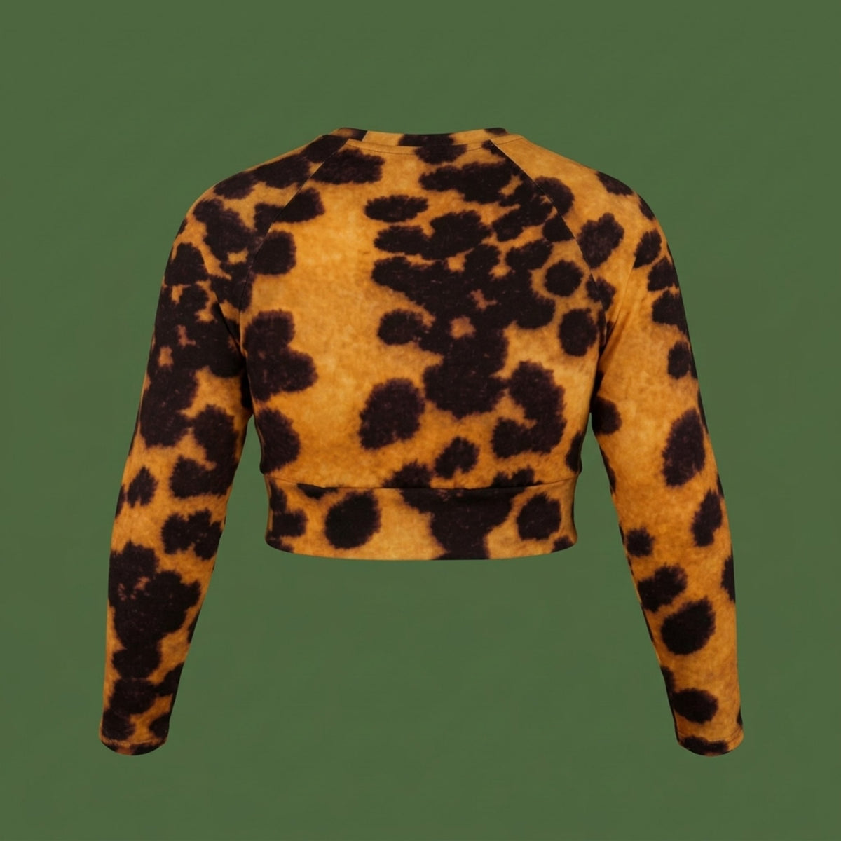Tiger Orchid Long Sleeve Crop Top – abstract print from the real flower, image 6