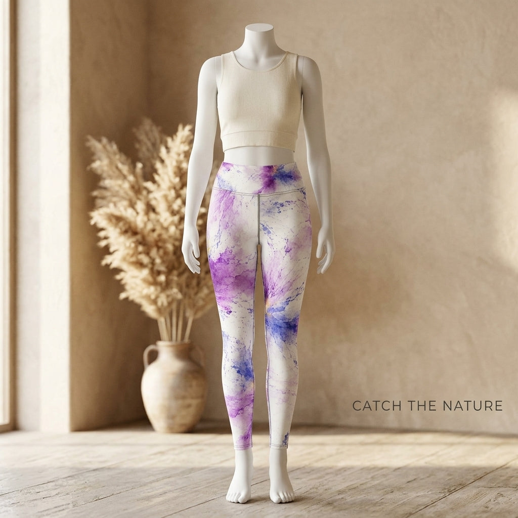 Leggings in the Sorbet Pink Halo print, displayed on a mannequin (view 2).