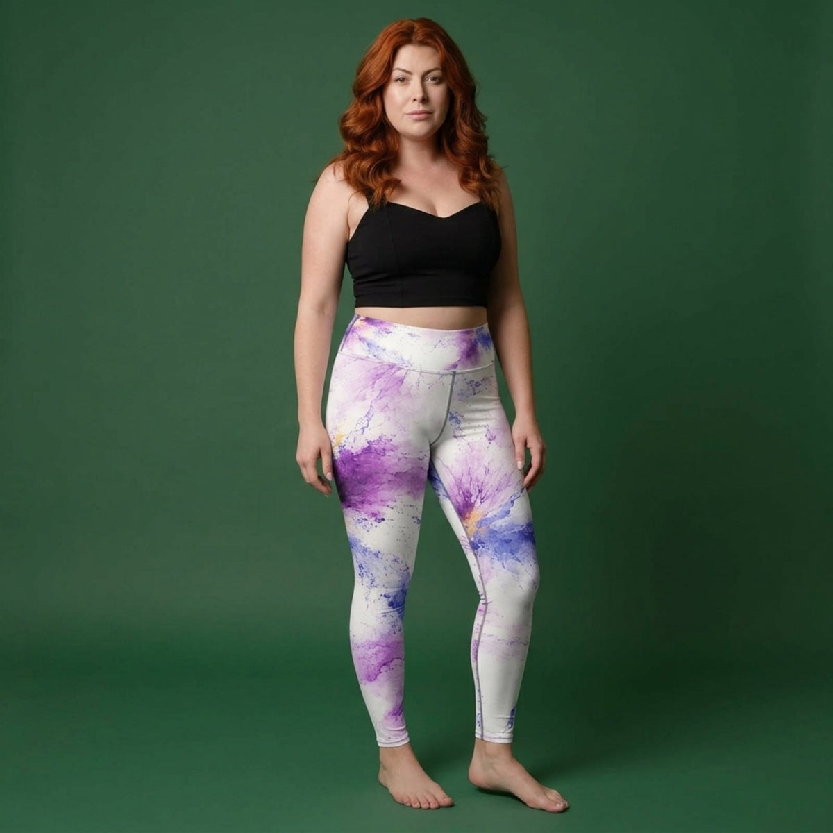 Sorbet Pink Halo Viola Leggings – abstract print from the real flower, image 1