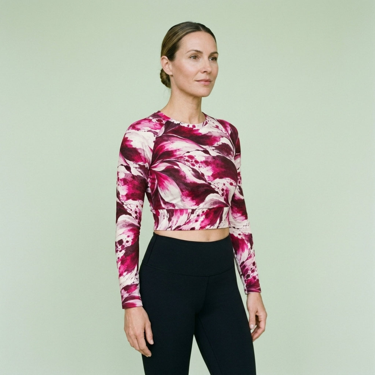 Tartan Dahlia Long Sleeve Crop Top