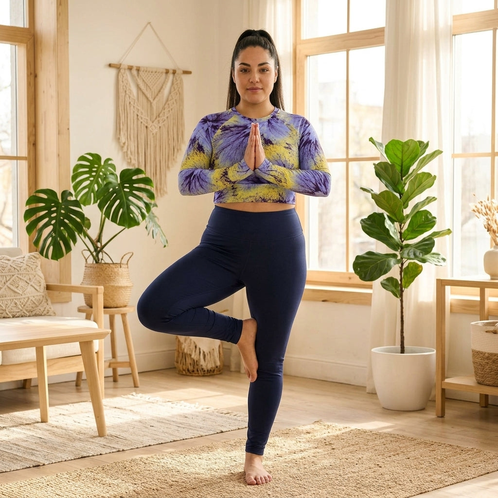 Deltini Blue Purple Wing Viola Long Sleeve Crop Top
