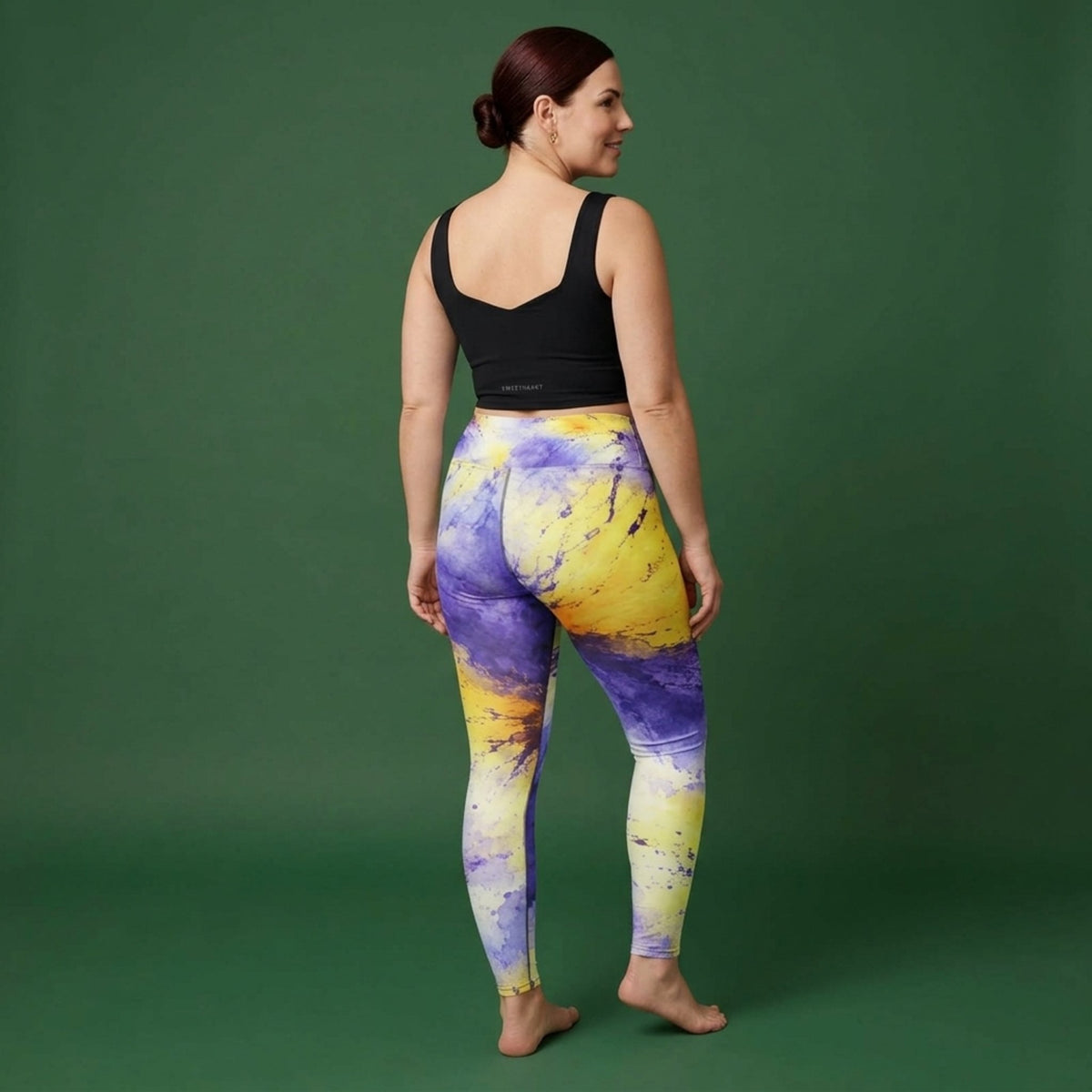 Penny Purple Picotee Viola Leggings – abstract print from the real flower, image 2
