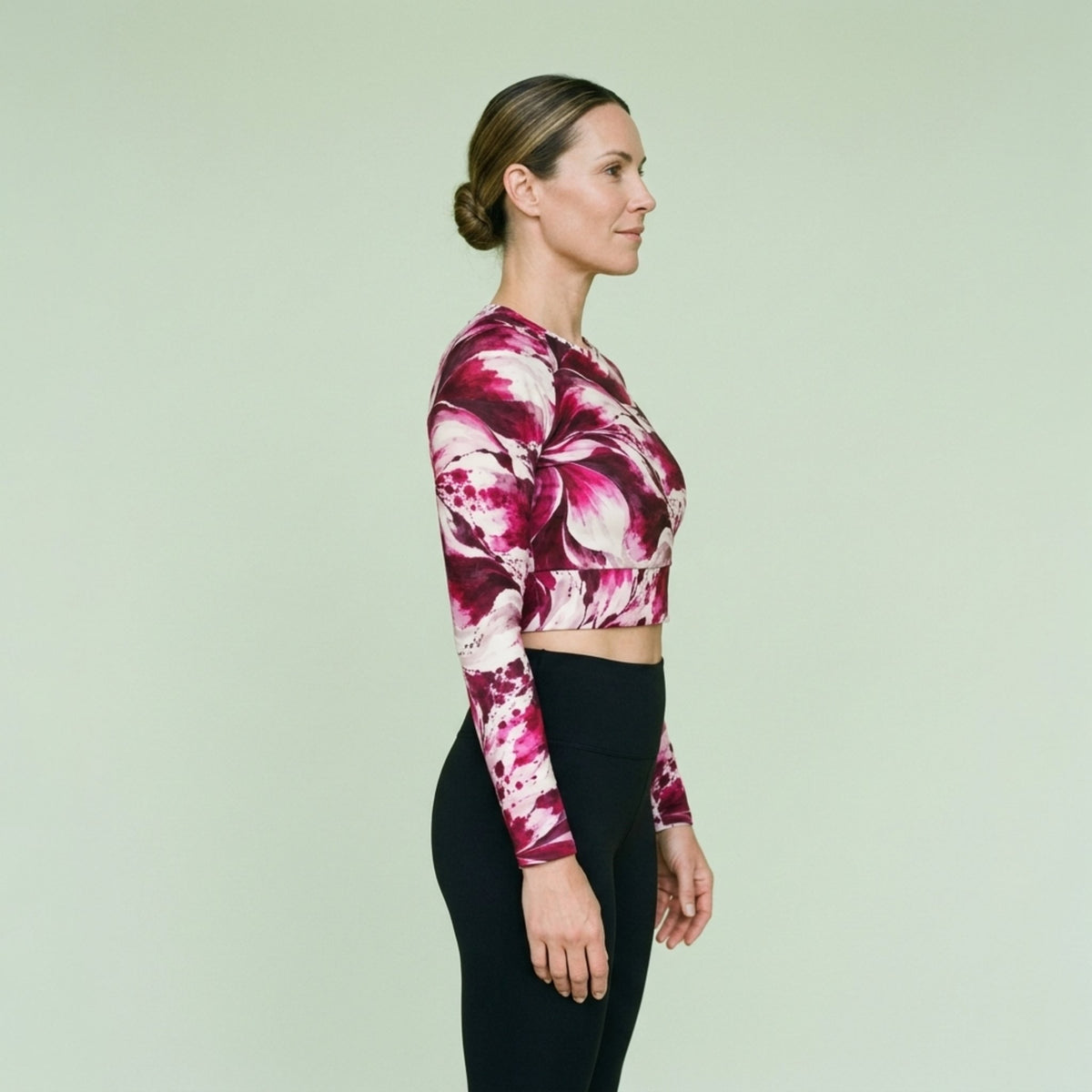 Tartan Dahlia Long Sleeve Crop Top
