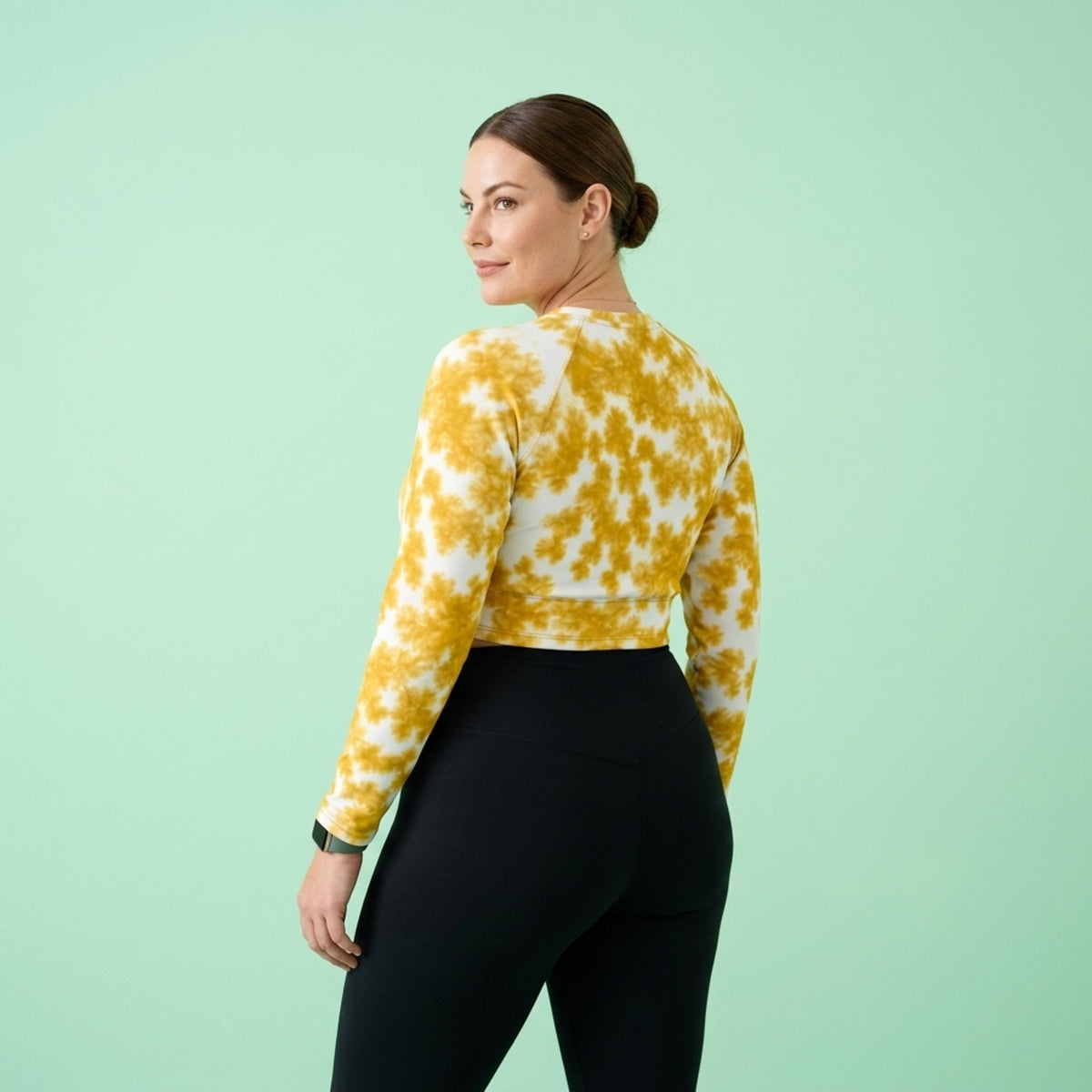 Rancho Bariloche Orchid Long Sleeve Crop Top – abstract print from the real flower, image 3
