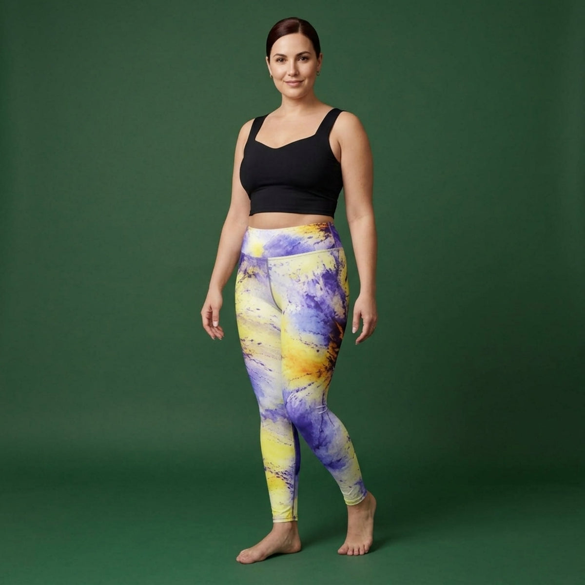 Penny Purple Picotee Viola Leggings – abstract print from the real flower, image 1