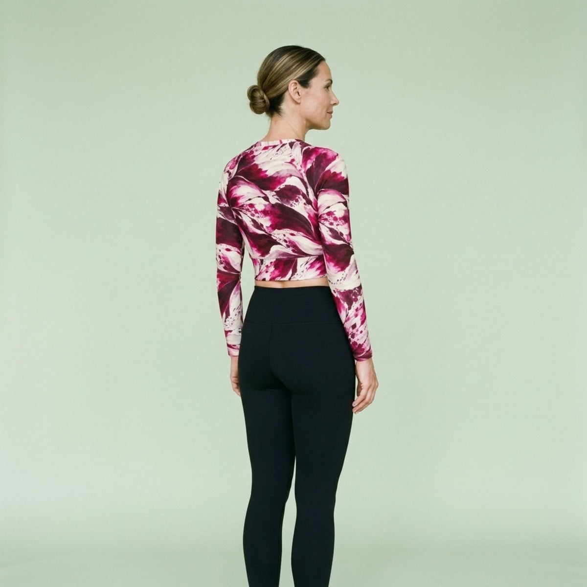 Tartan Dahlia Long Sleeve Crop Top