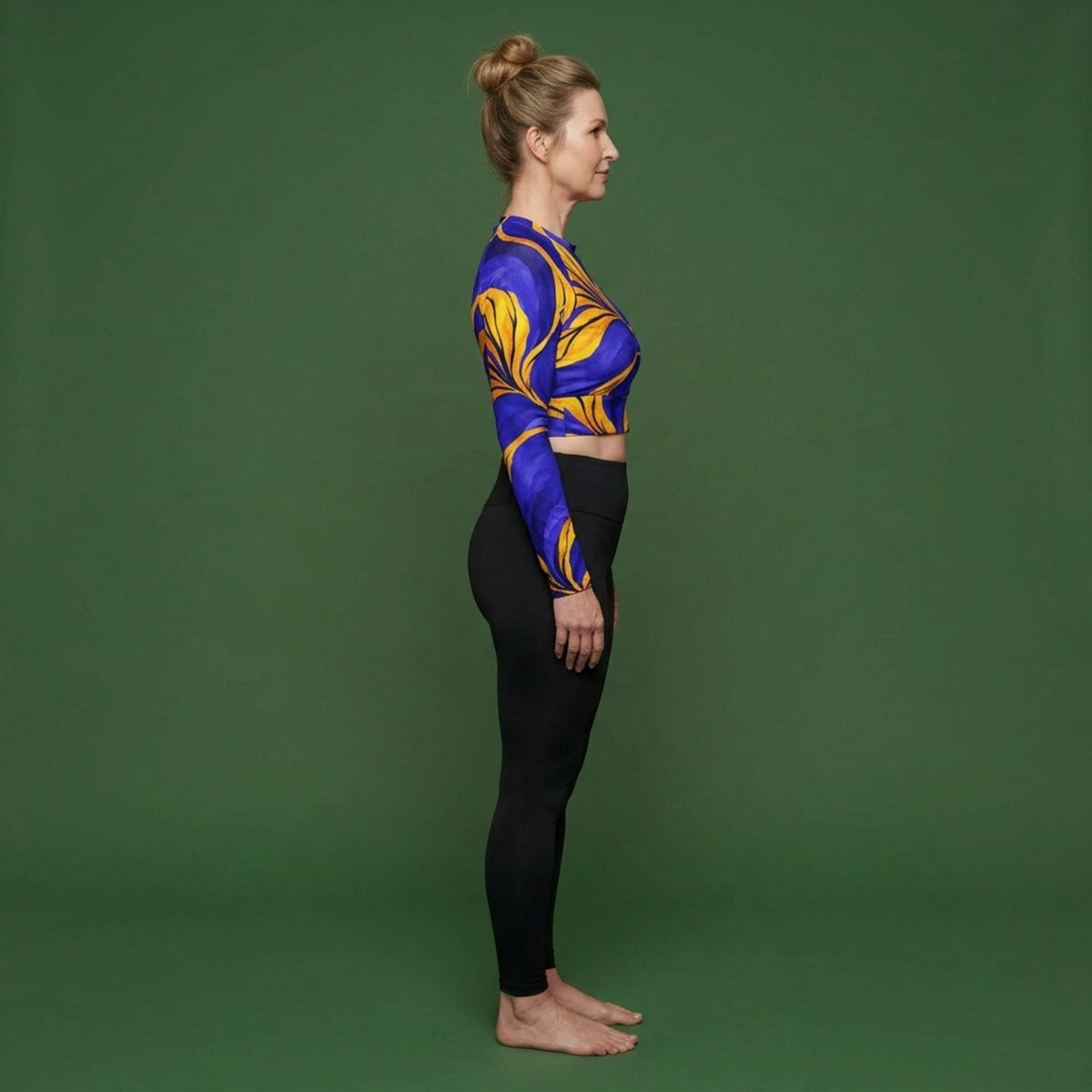 Sorbet Morpho Viola Long Sleeve Crop Top – abstract print from the real flower, image 5