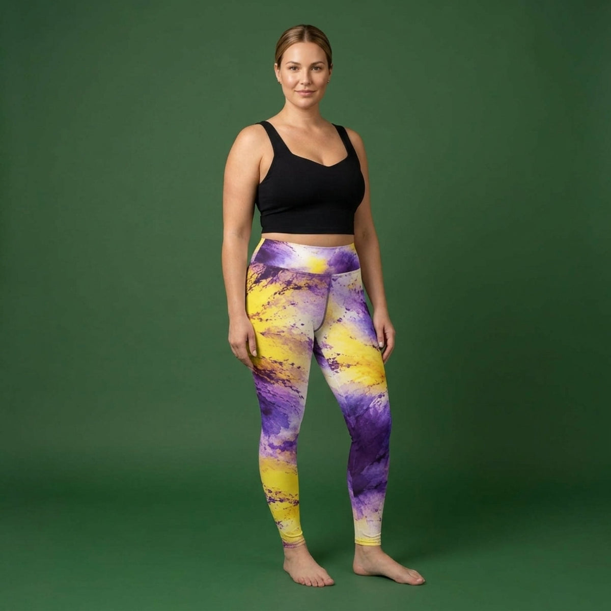 Sorbet Midnight Glow Viola Leggings – abstract print from the real flower, image 1