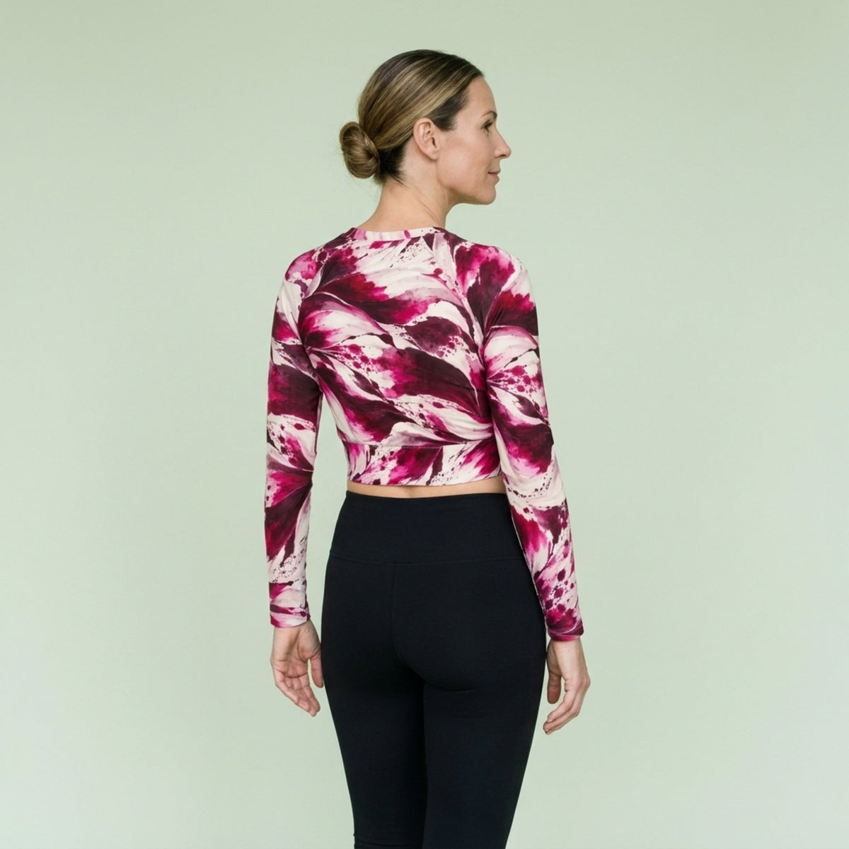 Tartan Dahlia Long Sleeve Crop Top