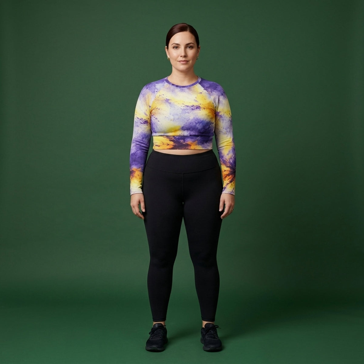 Penny Purple Picotee Viola Long Sleeve Crop Top – abstract print from the real flower, image 6