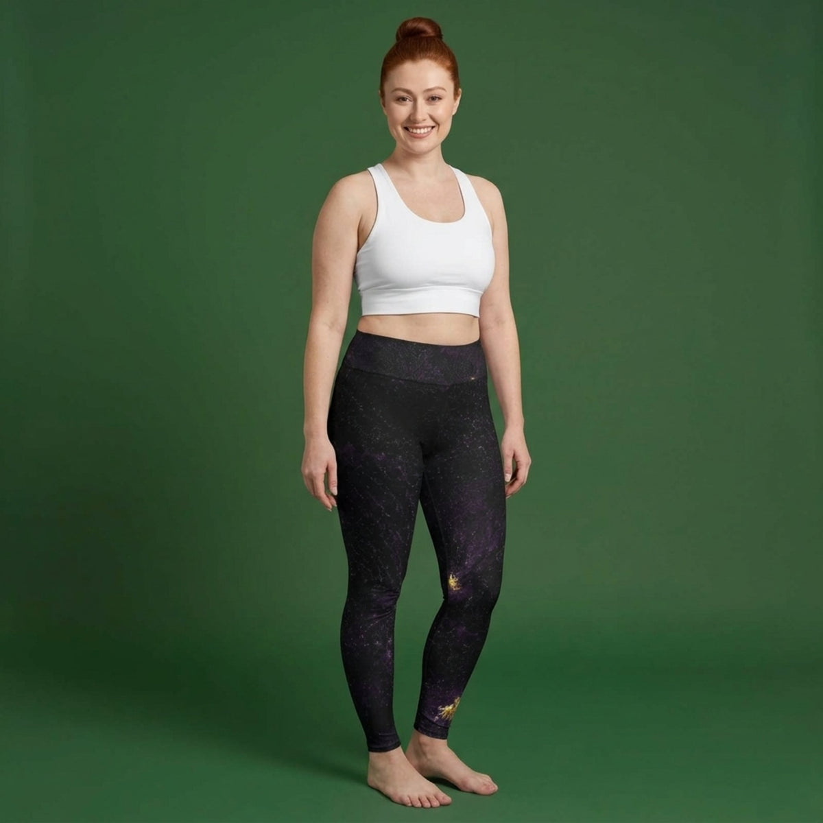 Sorbet Black Delight Viola Leggings – abstract print from the real flower, image 1