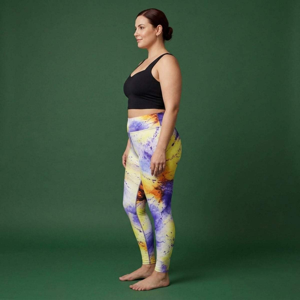 Penny Purple Picotee Viola Leggings – abstract print from the real flower, image 6