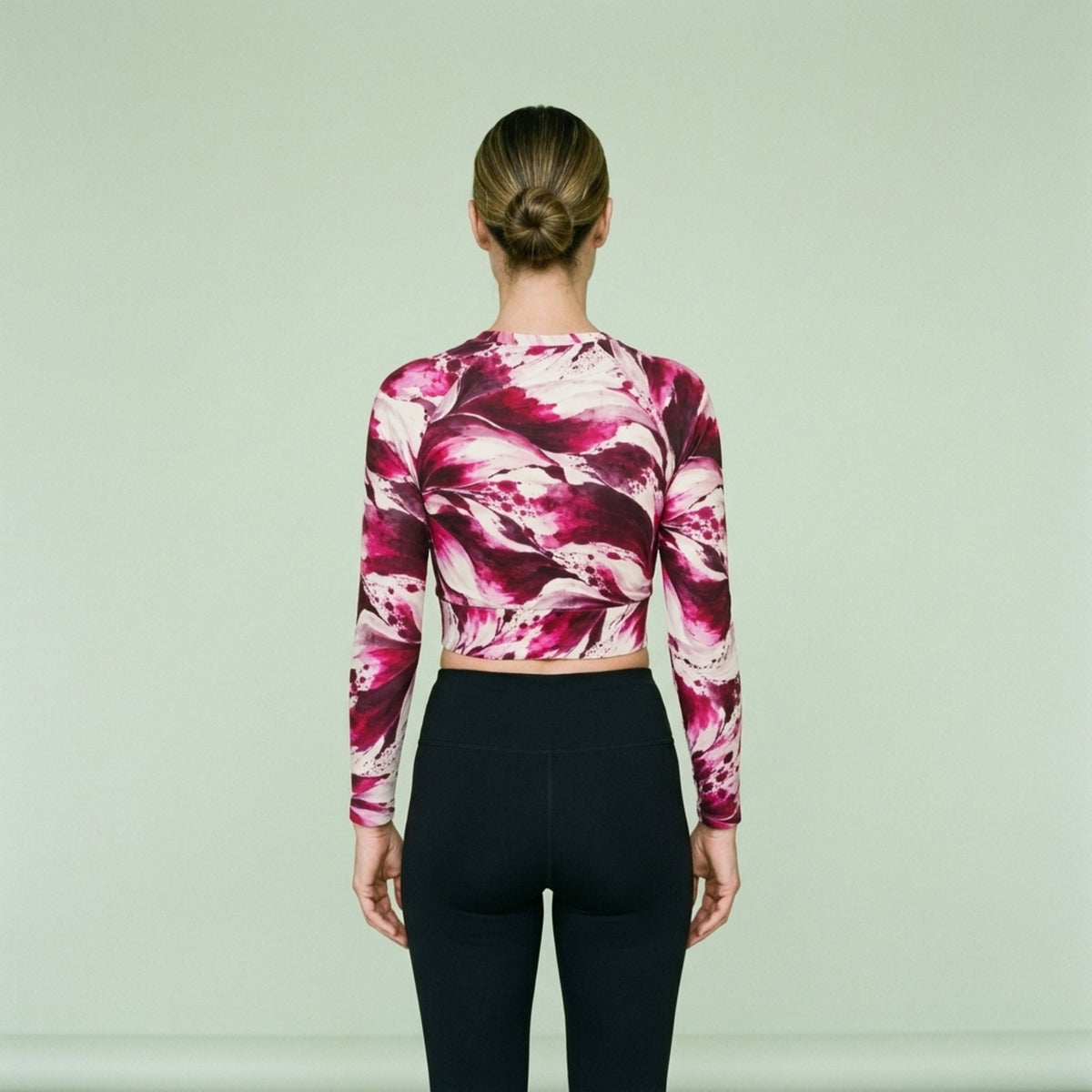 Tartan Dahlia Long Sleeve Crop Top