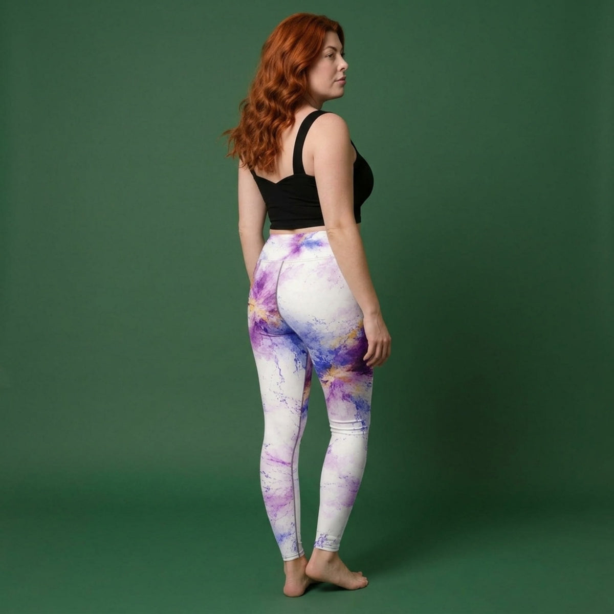 Sorbet Pink Halo Viola Leggings – abstract print from the real flower, image 2