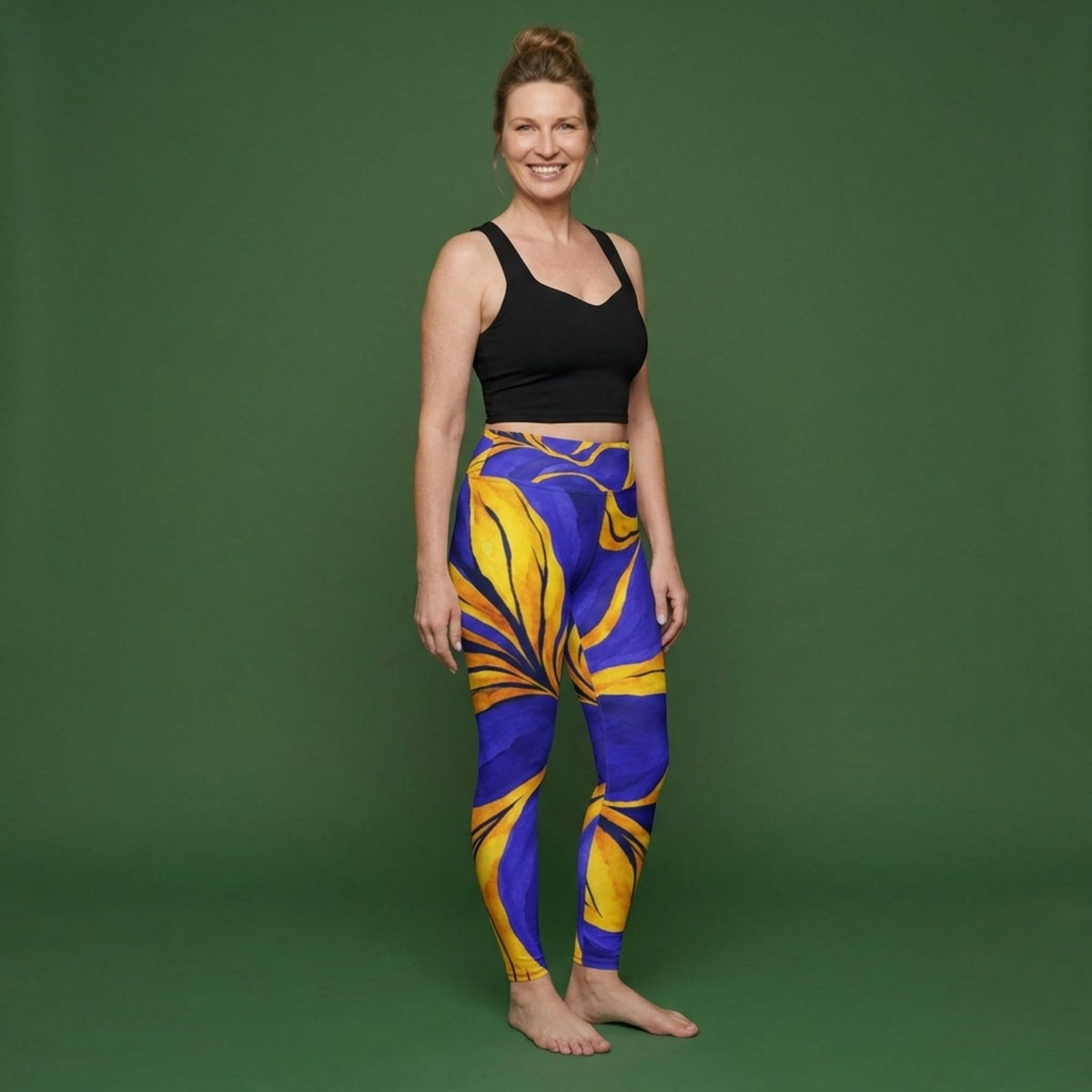 Sorbet Morpho Viola Leggings – abstract print from the real flower, image 1