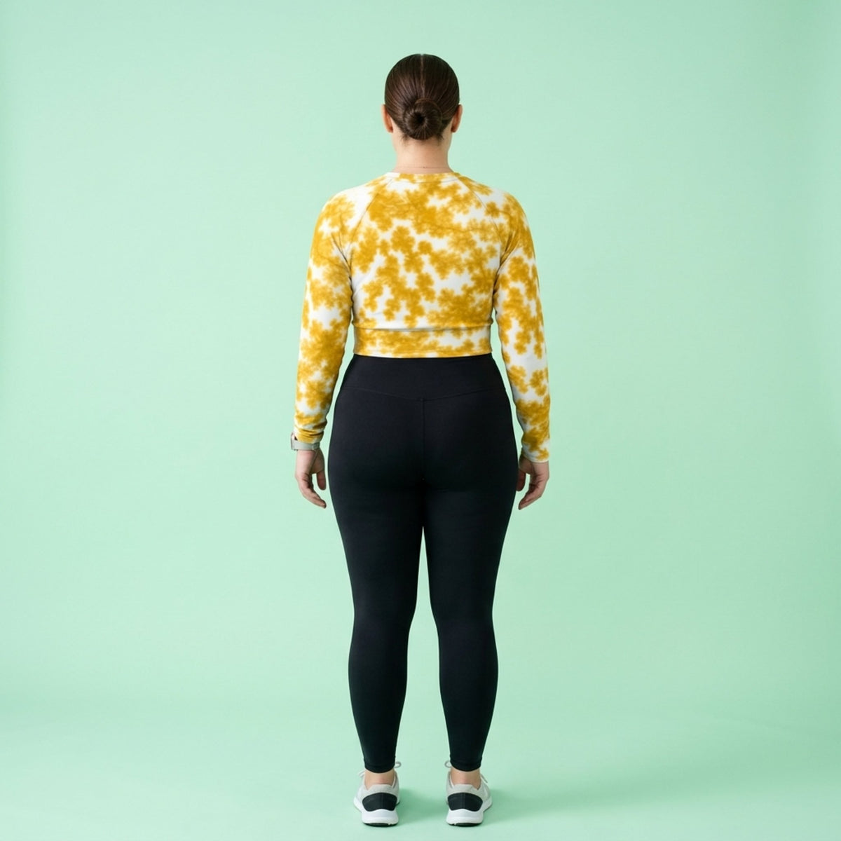 Rancho Bariloche Orchid Long Sleeve Crop Top – abstract print from the real flower, image 6
