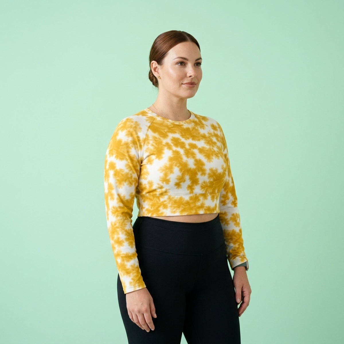 Rancho Bariloche Orchid Long Sleeve Crop Top – abstract print from the real flower, image 2