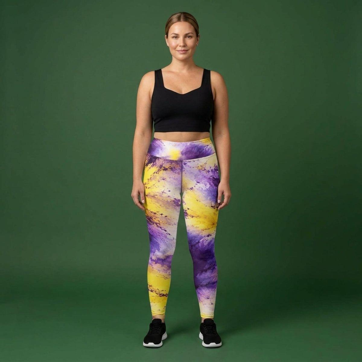 Sorbet Midnight Glow Viola Leggings – abstract print from the real flower, image 3