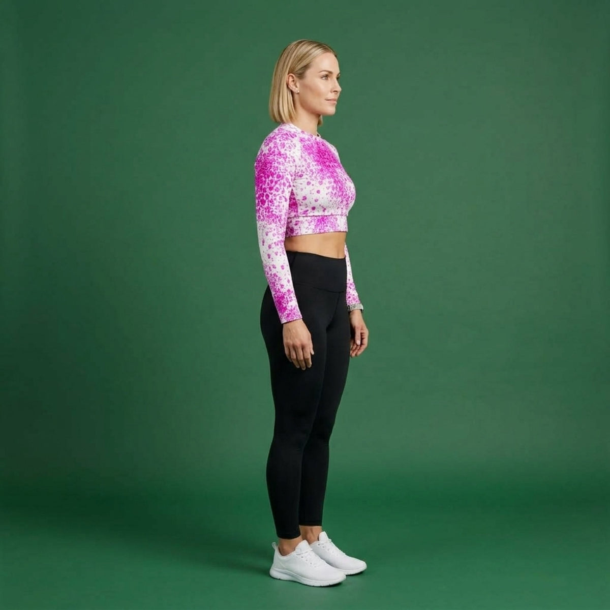 Pale Face Clown Orchid Long Sleeve Crop Top – abstract print from the real flower, image 6