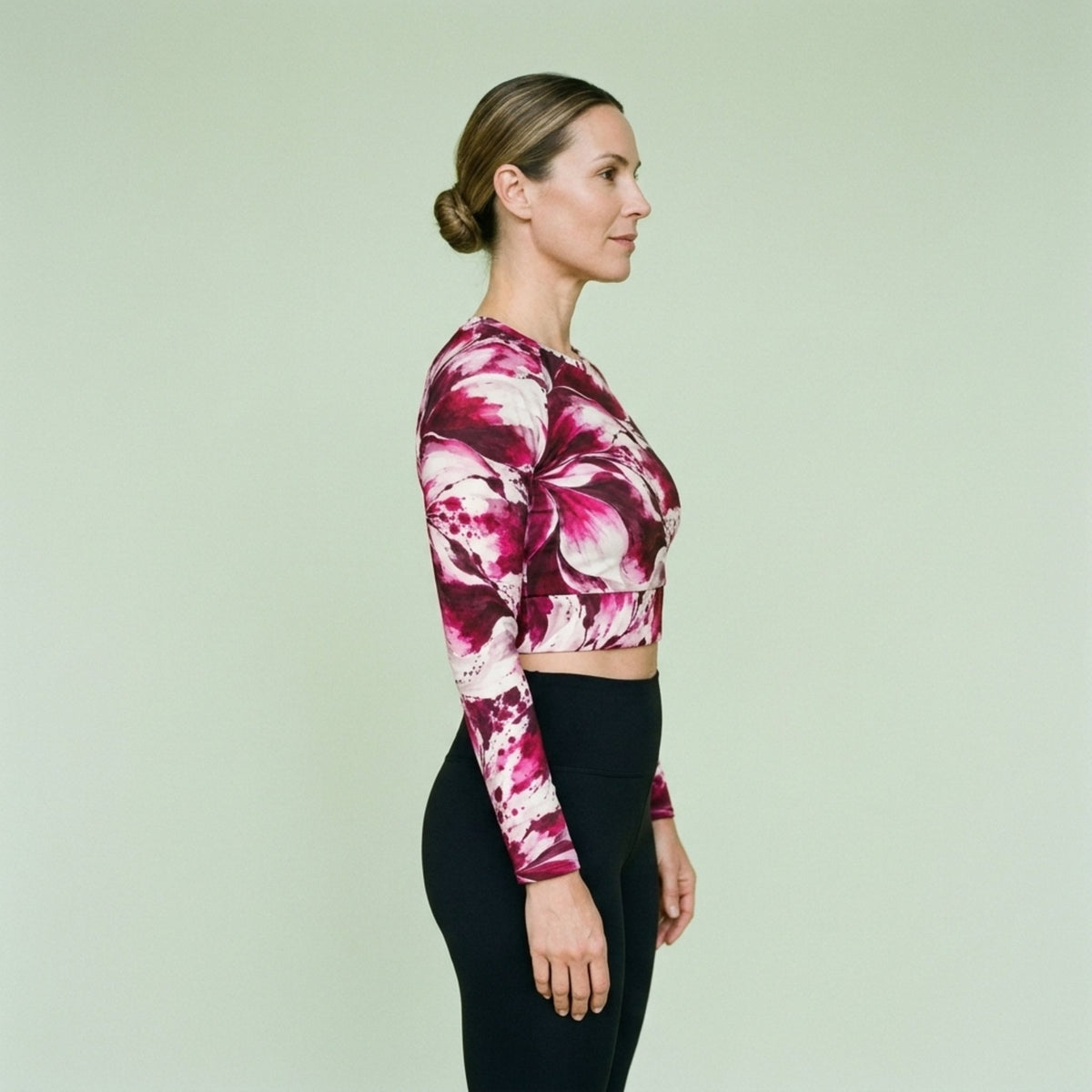 Tartan Dahlia Long Sleeve Crop Top