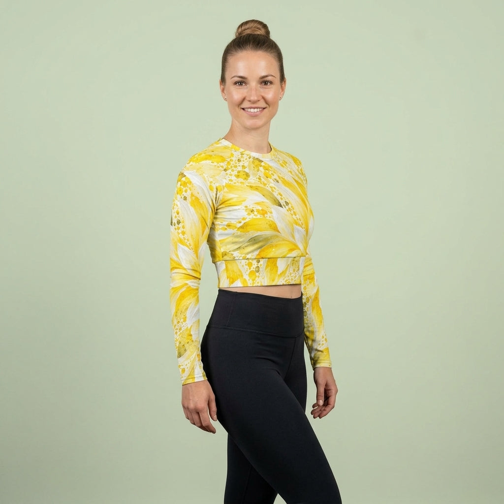 Grand Prix Dahlia Long Sleeve Crop Top
