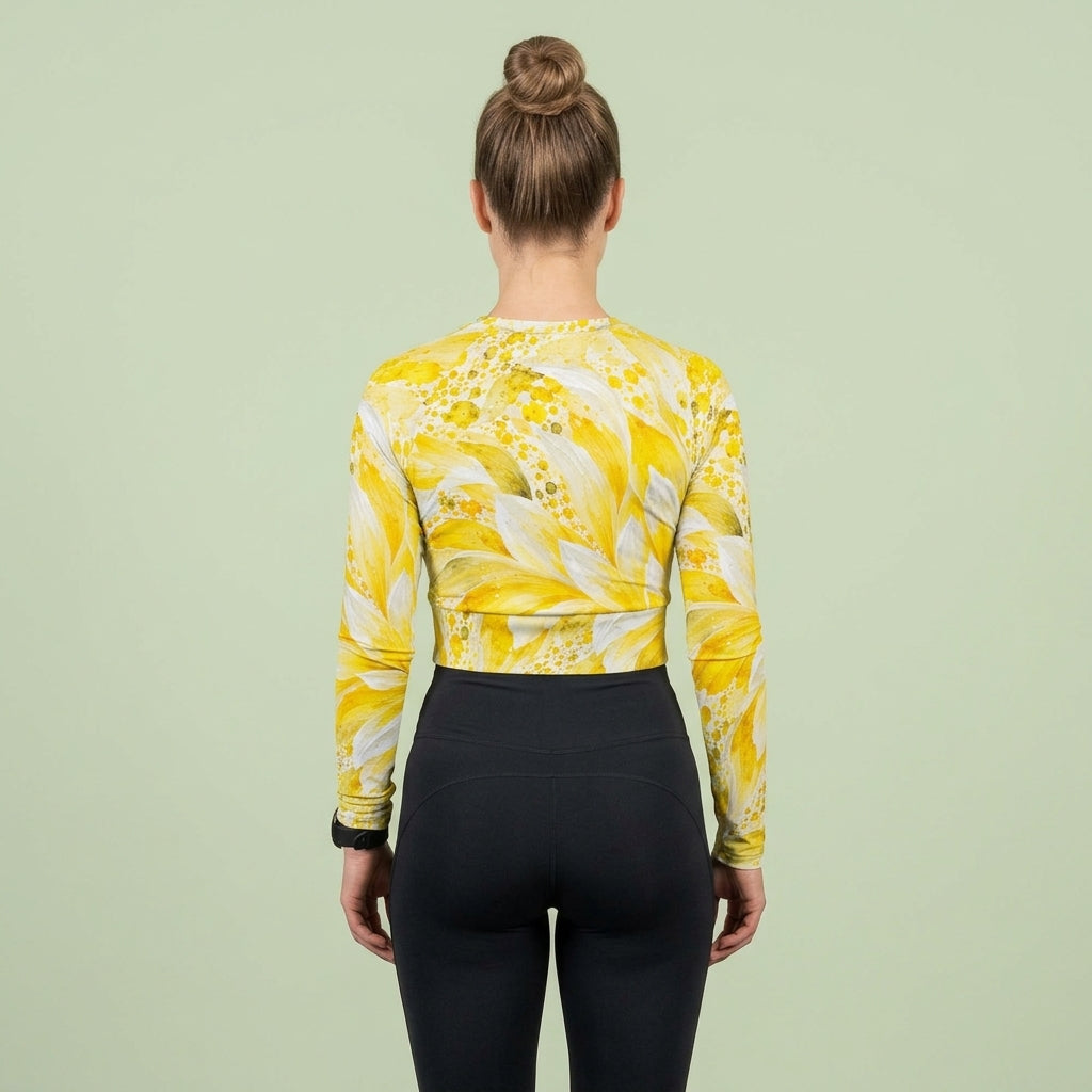 Grand Prix Dahlia Long Sleeve Crop Top