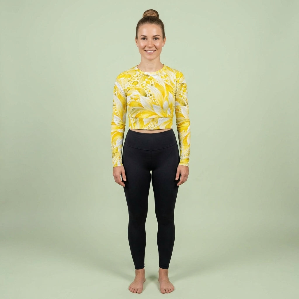 Grand Prix Dahlia Long Sleeve Crop Top