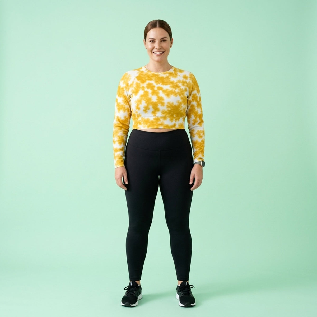Rancho Bariloche Orchid Long Sleeve Crop Top – abstract print from the real flower, image 4