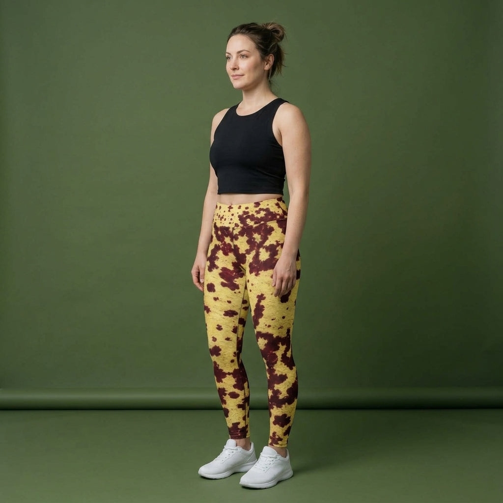 Godefroyae Orchid Leggings – abstract print from the real flower, image 1