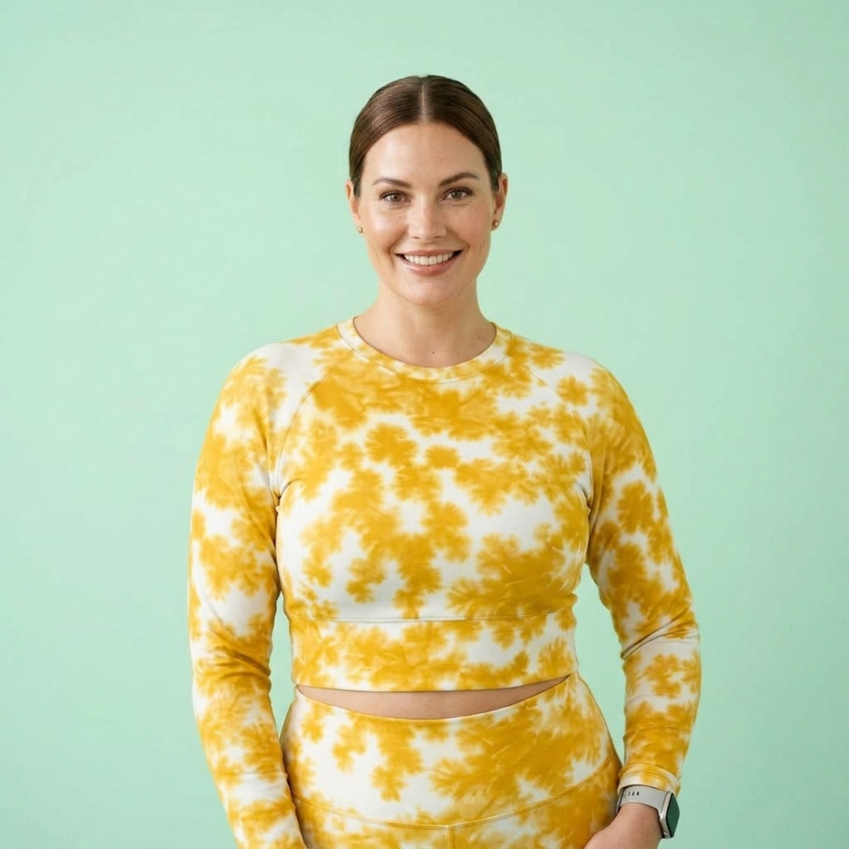 Rancho Bariloche Orchid Long Sleeve Crop Top – abstract print from the real flower, image 1