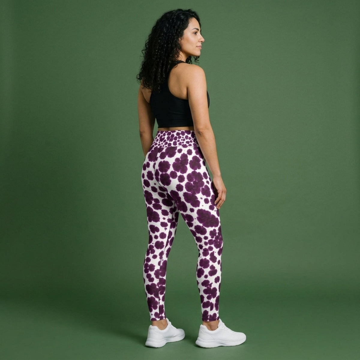 Lioulin Wild Cat Orchid Yoga Leggings – abstract print from the real flower, image 2