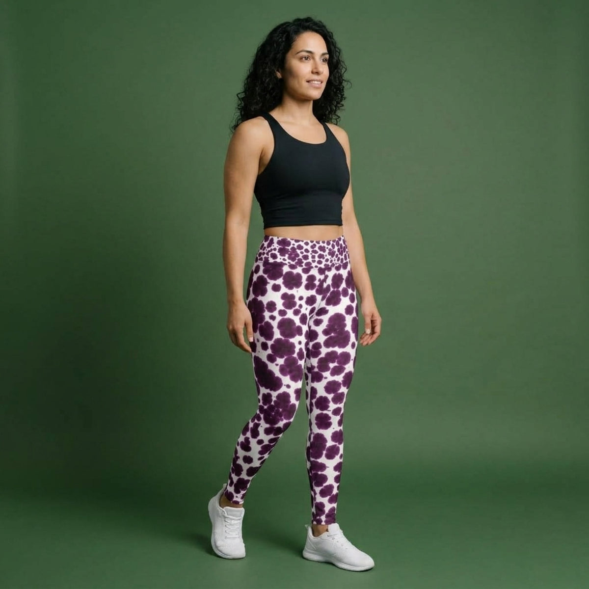 Lioulin Wild Cat Orchid Yoga Leggings – abstract print from the real flower, image 1